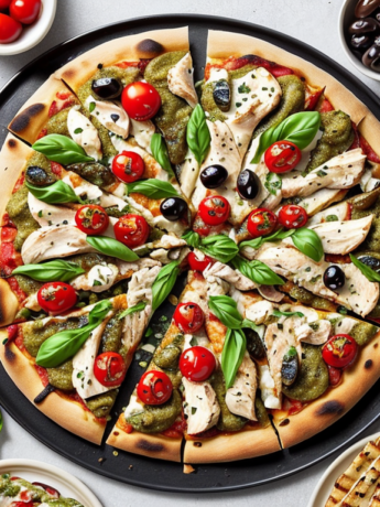 Mediterranean Pesto Chicken Pizza