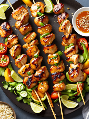 Spicy Sriracha Honey Glazed Chicken Skewers