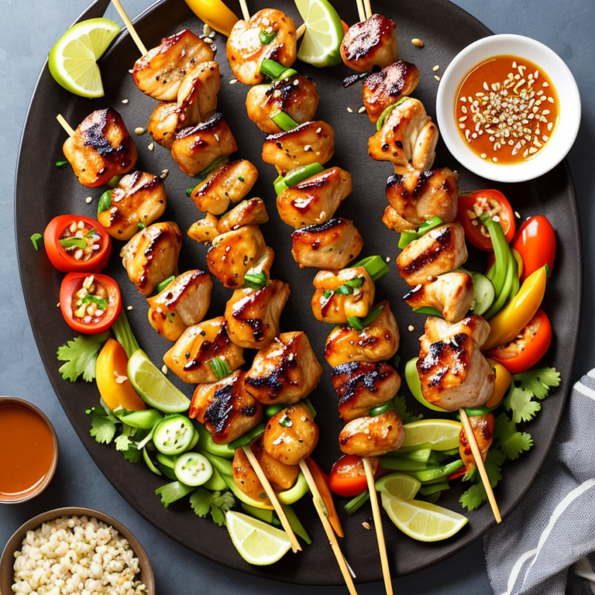 Spicy Sriracha Honey Glazed Chicken Skewers