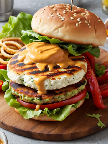 The Grilled Halloumi Burger with Roasted Red Pepper Aioli