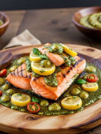 Summit Savor Grilled Salmon with Mountain Herb Pesto