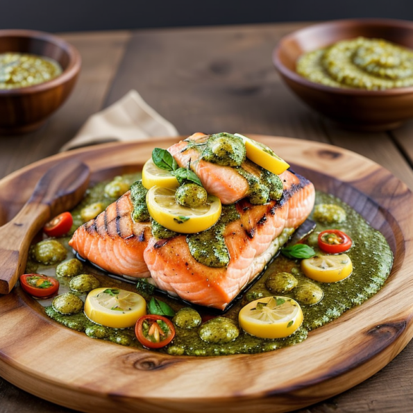 Summit Savor Grilled Salmon with Mountain Herb Pesto